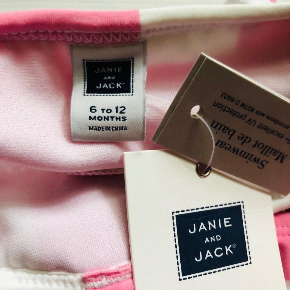 NWT Janie and Jack Pink White Checked 6-12 Months - Picture 4 of 4